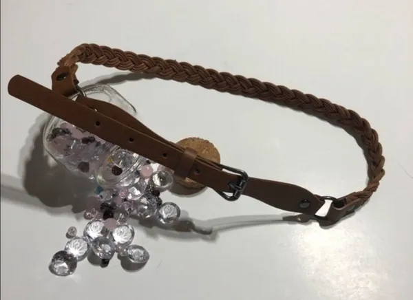 Pushadi 34” Braided Brown Vegan Leather Belt EUC - Image 3
