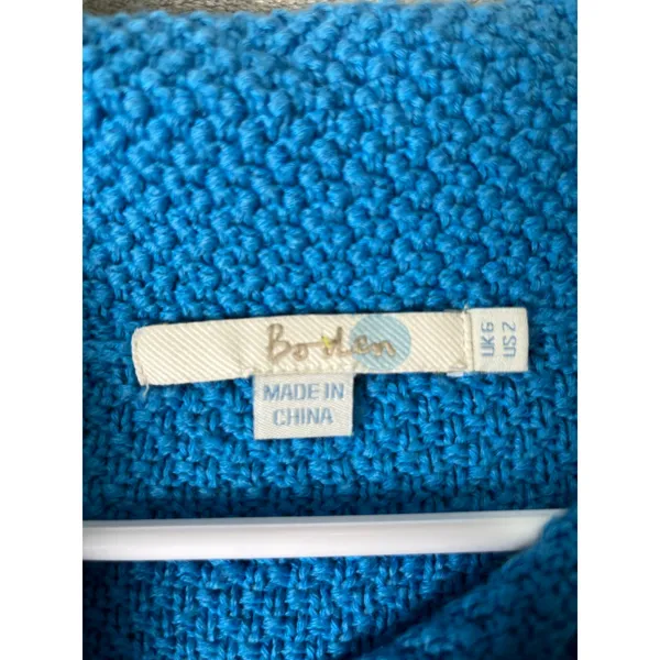 Boden Women’s Size 2 Blue Wool Cotton Textured Knit Mock Neck Sweater Top - Image 5