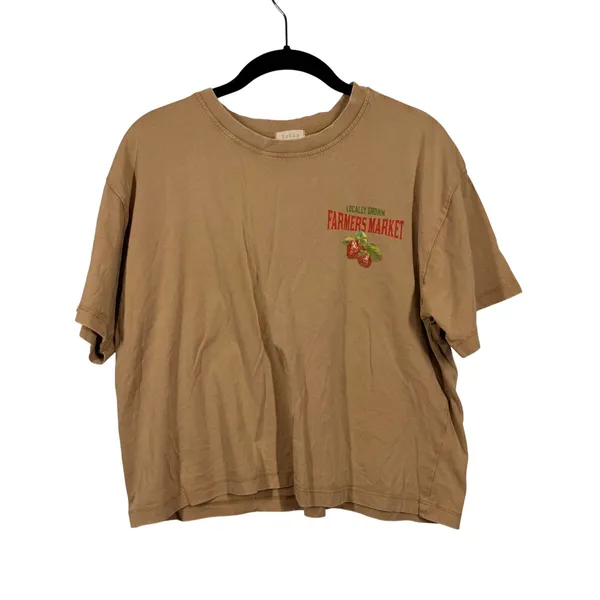 Urban Nation Farmers Market Graphic T-Shirt Tan Brown Size L Strawberry Tee - Image 3