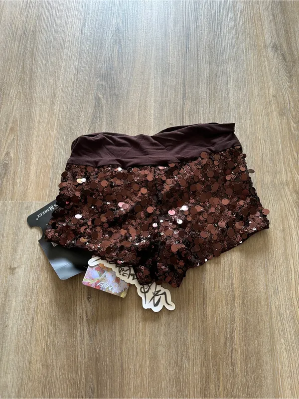 Flower Birds Market/Florids Market brown two-tone sequin hot shorts - Image 3