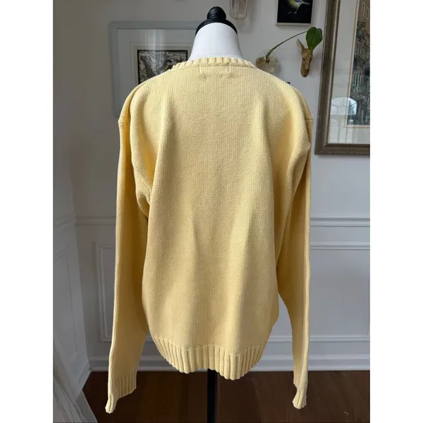 Lauren Ralph Lauren Yellow Cotton Crewneck Sweater L - Image 4