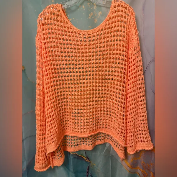 POL Women's Tape Yarn Sweater in Orange Sz: S - Image 5