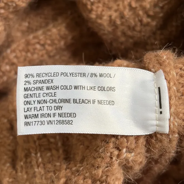 Grandma-Core Sweater A New Day Brown Cable Knit V-Neck Wool Blend Size Medium - Image 8