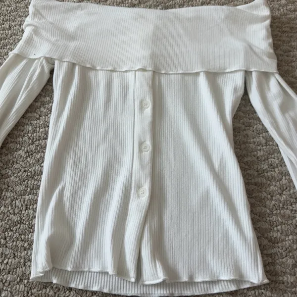 Princess Polly White Ribbed Off-Shoulder Top - Image 10
