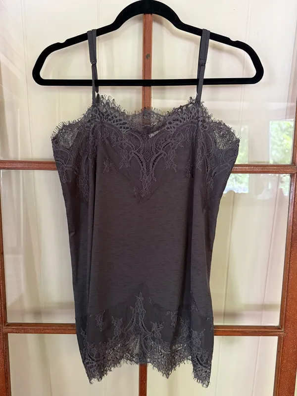 Willow & Root Charcoal Eyelash Lace Trim Cami Tank Top Boho Y2K - Small - Image 4