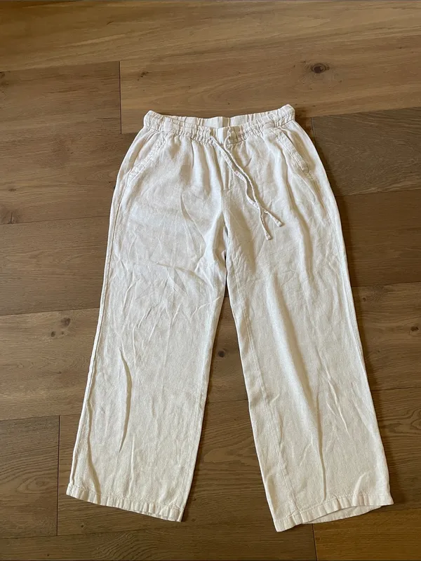 Old Navy High-Rise Wide Leg Linen Blend Pants Size Medium In Flax Linen Color - Image 3