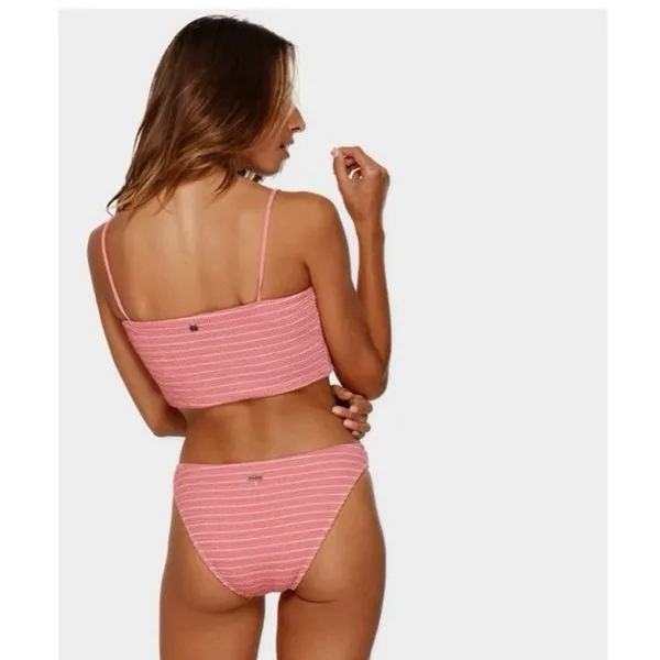 NWT Billabong Summer High Tank Bikini Set Pink Textured Medium Summer Beachy - Image 2
