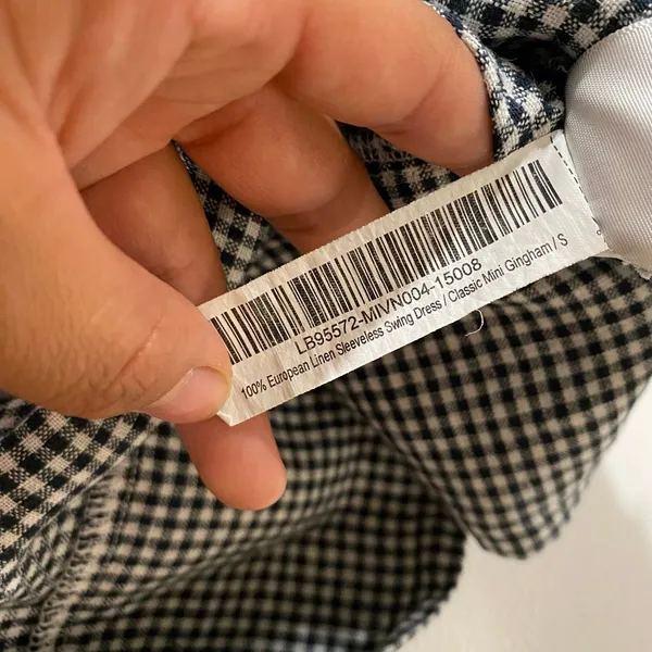 Quince Gingham Check Sleeveless Babydoll Dress Size S Black White Cottagecore - Image 6