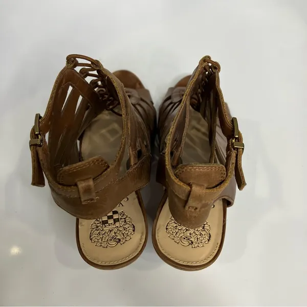 Vince Camuto Elettra‎ peep toe cone heels brown leather women’s size 10 - Image 7