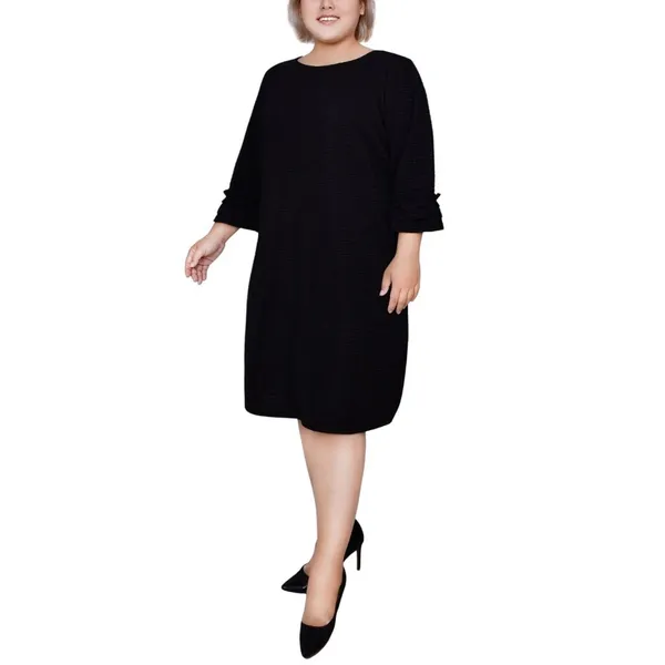 NWT Ny Collection Womens Textured Knit Plus Size Dress WTXD4237D Black 3X - Image 4