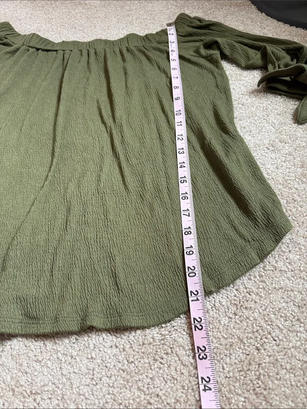 Abercrombie & Fitch Olive Green Off The Shoulder Blouse. Size Small - Image 5