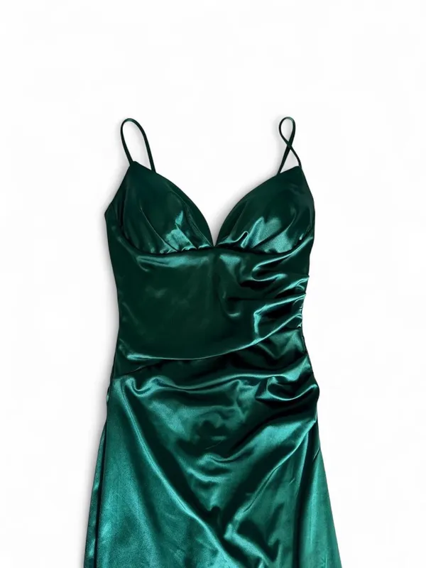 Windsor Emerald Green Satin Mermaid Formal Gown Dress XS - Image 4