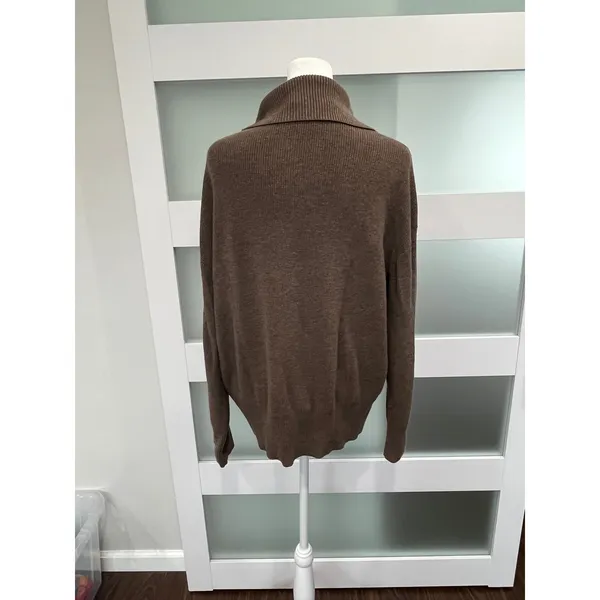 Arach&Cloz Brown boxy fit Quarter Zip Ribbed Pullover Sweater SX-25-07 Size‎ M - Image 3