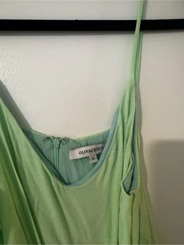 Olivaceous Light Lime Colored Knot-Front Slip Mini Dress - Image 6