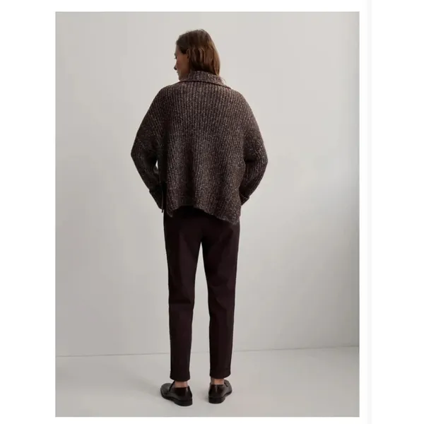 Varley Amelia Half Zip Knit Wool Blend Sweater Brown Flecked Boucle Size Small - Image 2