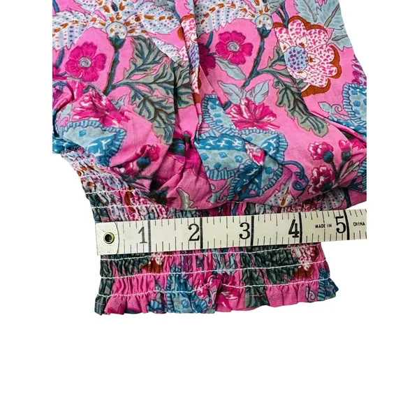 NWT Maisie Floral Ballon 3/4 Sleeve 100% Cotton Minidress Pink Ethnic Size Large - Image 9
