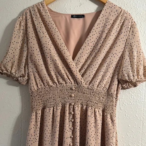 Elegant Cream Polka Dot Dress - Image 5