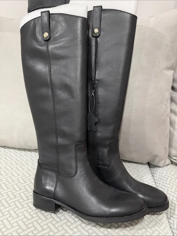 INC International Concepts Womens Fawne Tall Leather Boot Black 7.5 - Image 2