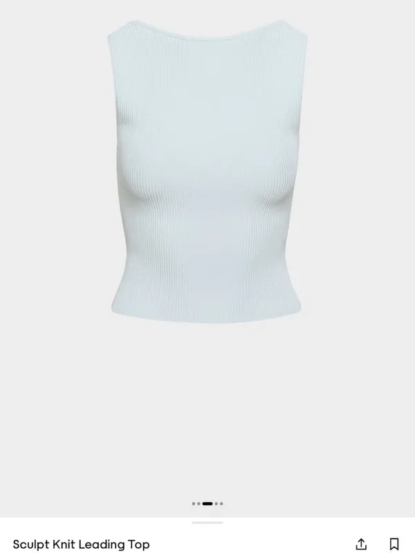 Aritzia Babaton Sculpt Knit Leading Top in Glacier Ice Blue Medium Low Back Tank - Image 3