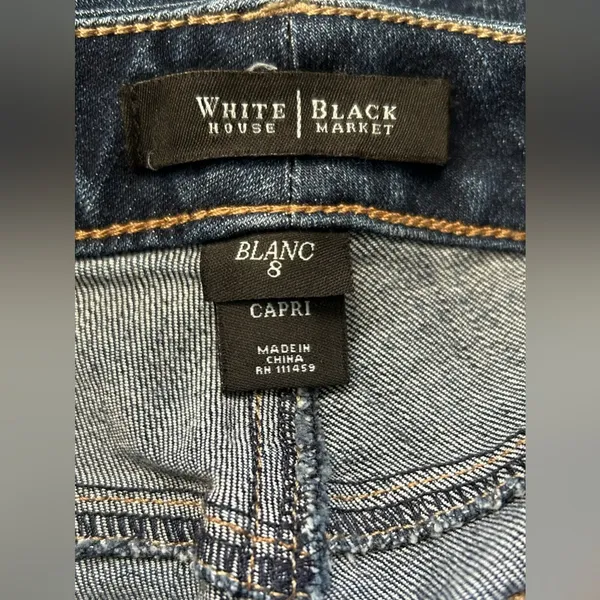 White House Black Market Women's Dark Blue Capri Jeans SZ 8 - Image 10
