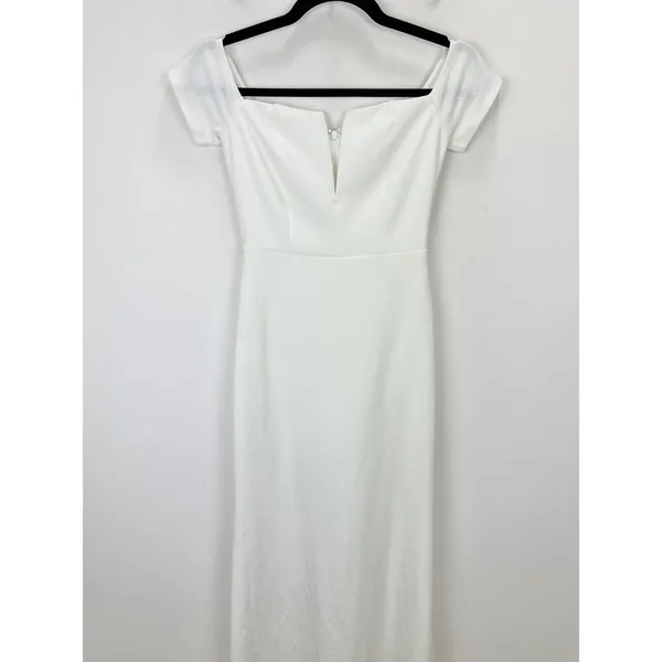 NEW Lulus Loveliest Aura White Off-the-Shoulder Mermaid Maxi Dress Wedding XS - Image 6