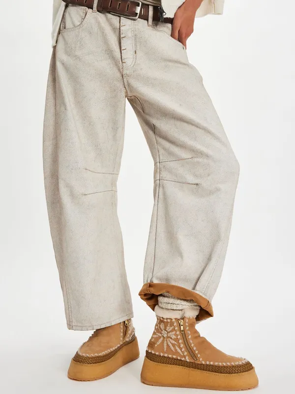 NWT We The Free Good Luck Mid Rise Barrel Acid-Wash Denim Jeans Off-White Sz 24 - Image 15