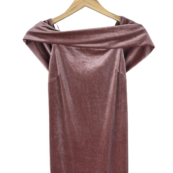 Gianni Bini Off-Shoulder Solid Velvet Midi Dress Rose Pink Formal Elegant Size M - Image 3