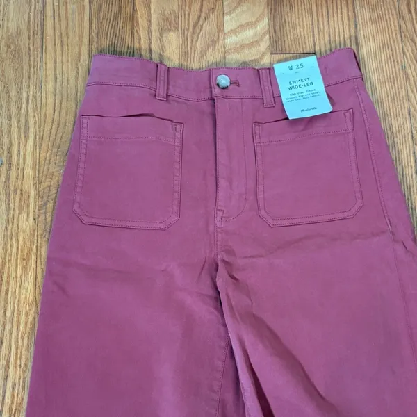 Madewell Emmett Wide Leg‎ High Rise Pants Antique Rose Pink size 25 NWT - Image 4