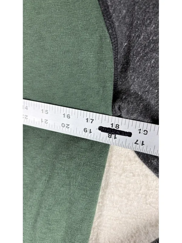 American Eagle Eagle Logo Raglan Long Sleeve T Shirt Green Gray Women’s M - Image 5