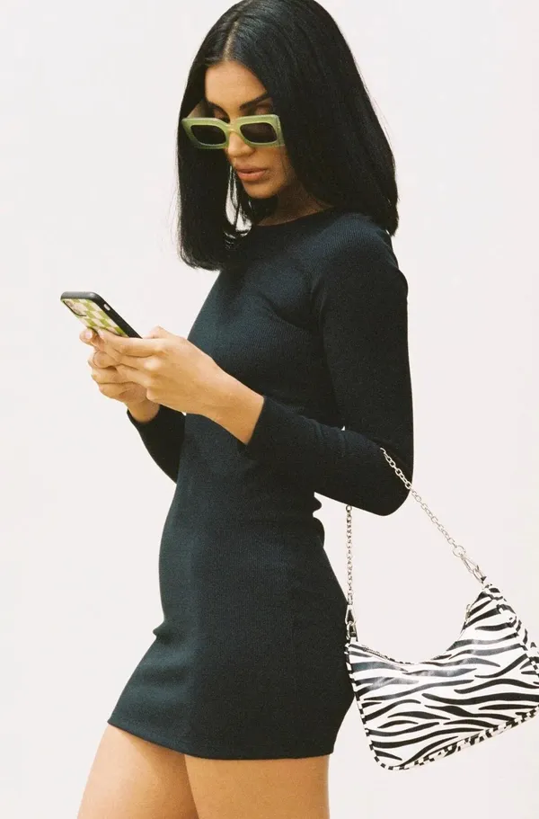 Princess Polly Black Mini Dress Long Sleeve - Image 3