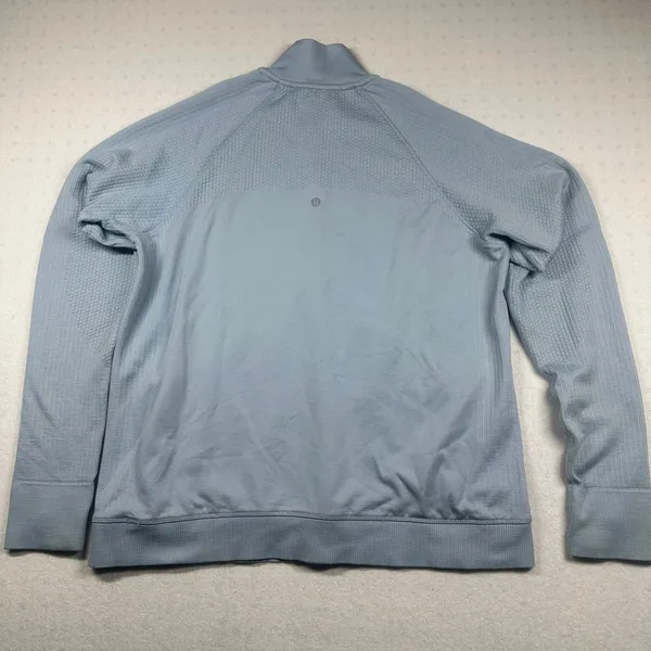 Lululemon Engineered Warmth Half Zip Blue Linen Merino Wool Women’s Size 12 - Image 4