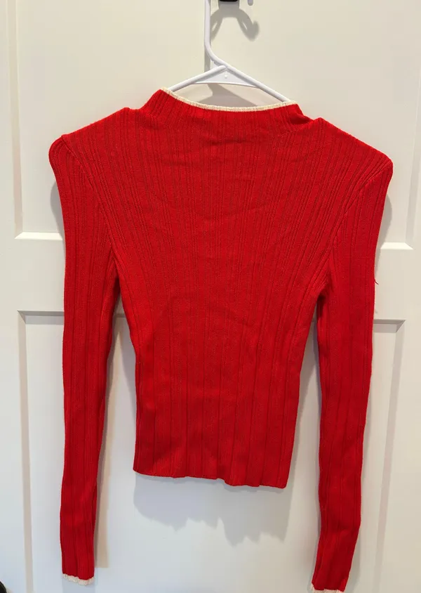 BDG Red Open Back Long sleeve Top - Image 2