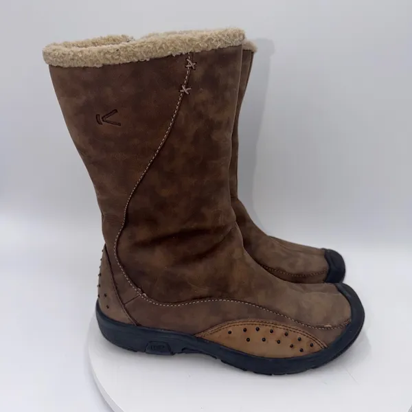 Keen Stockholm Brown Leather Faux Shearling Lined Winter Boots Womens Size 6.5 - Image 2