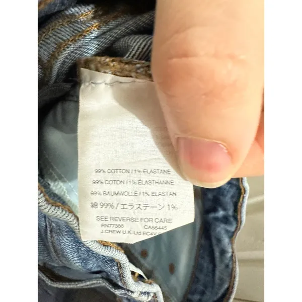J. Crew Blue Vintage Crop Ankle Length Jeans Structured Cotton Distressed Denim. - Image 14