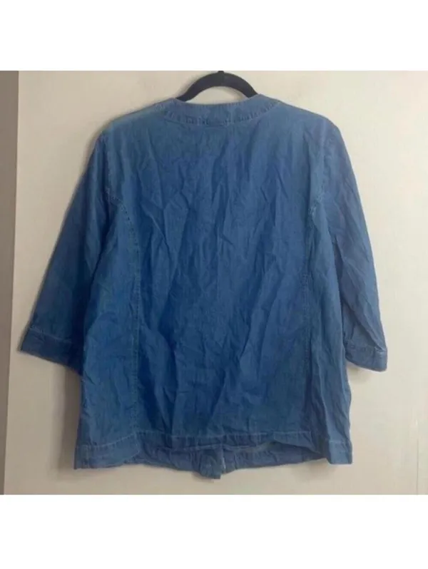 Blair 100% cotton denim chambray button up top blouse - Image 4