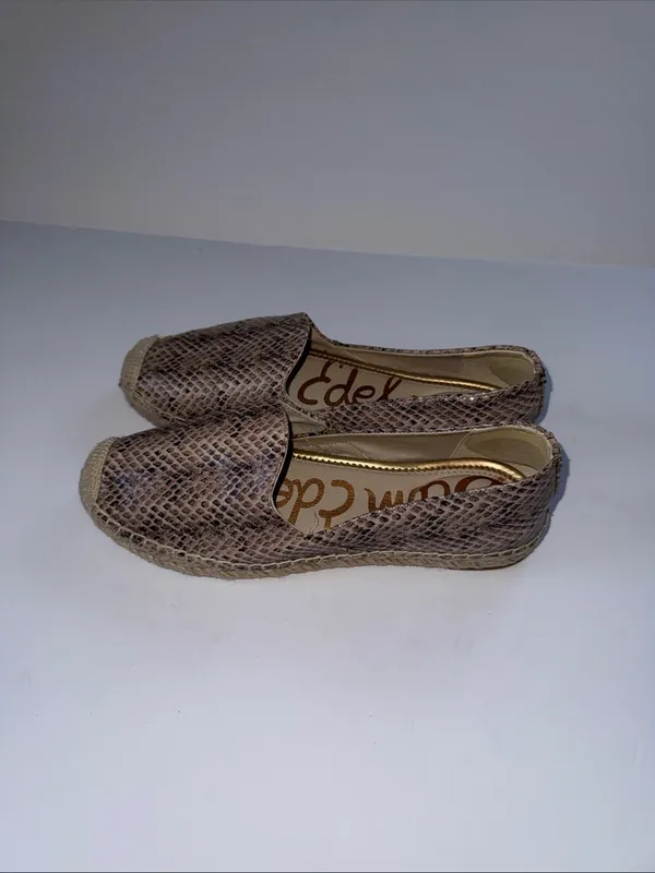 Sam Edelman Taupe Snake-Print Espadrille Flats - Image 2