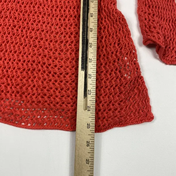 Gap Sweater Womens Medium Red Linen Cotton Open Knit Pullover Lightweight Sheer - Image 3