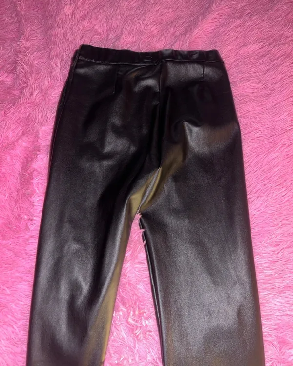 These Three Boutique Zipper Hem Faux Leather Pants - Black - Image 2