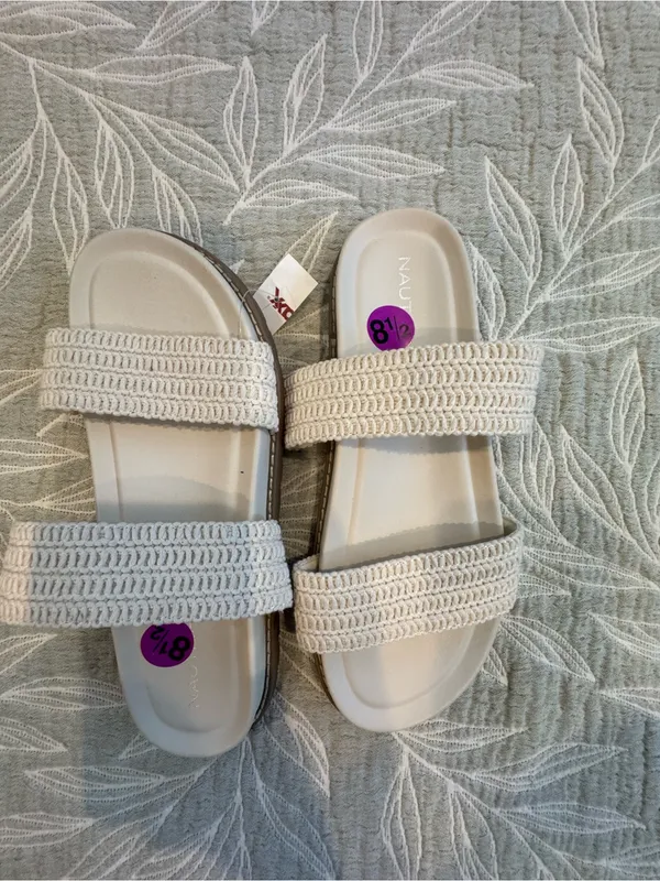 Nautica Women's Cream Woven Double-Strap Slide Sandals - Image 3