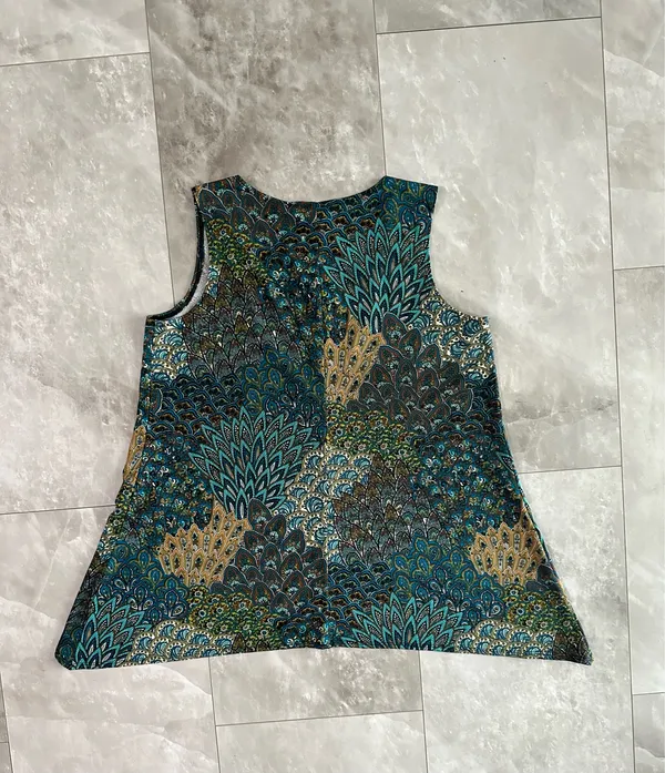 Per Siption Shirt Size M Women's Tunic Geometric Jersey Stretch Boho Summer Bead - Image 2