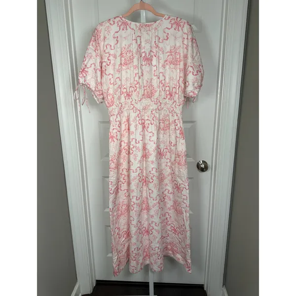 LoveShackFancy‎ Mastey Bow Print Empire Waist Maxi Dress L Easter Cottagecore - Image 9