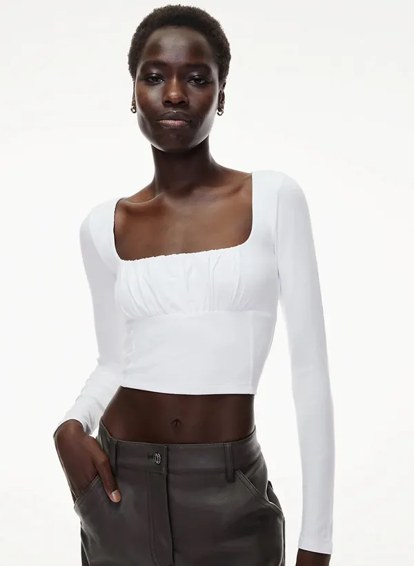 Aritzia Wilfred Long Sleeve Square Neck Ruched Top - Aritzia Orbit Top - Image 2