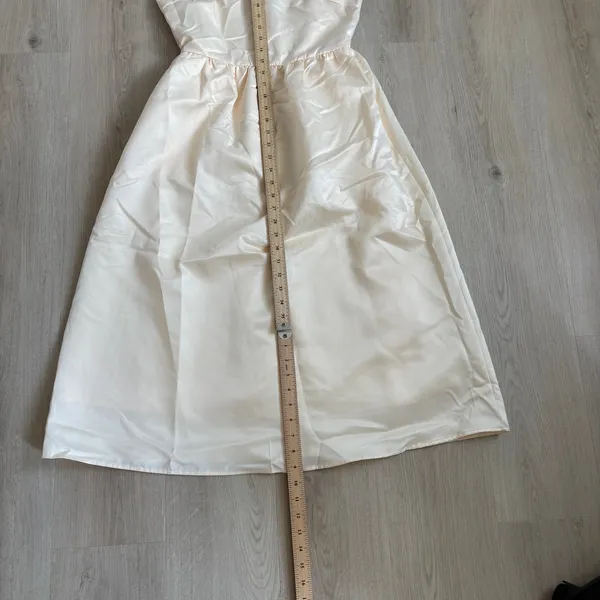 Cider NWT Women's Vintage Style Cream Satin Midi Dress Scoop Embellished Neck S - Image 13