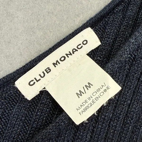 Club Monaco Womens Navy Blue Ribbed Linen Blend Tie Shoulder‎ Midi Dress Size M - Image 2
