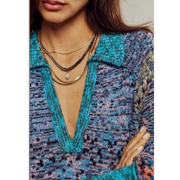 Free People Bohemian Seasons Of Sun Oversized Tunic Sweater Dress XL 70s Fall - Image 5