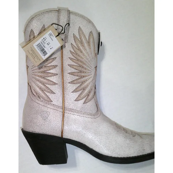 New NWT Womens 7 Ariat Goldie Boot Western Distressed White Leather Short Pretty - Image 7