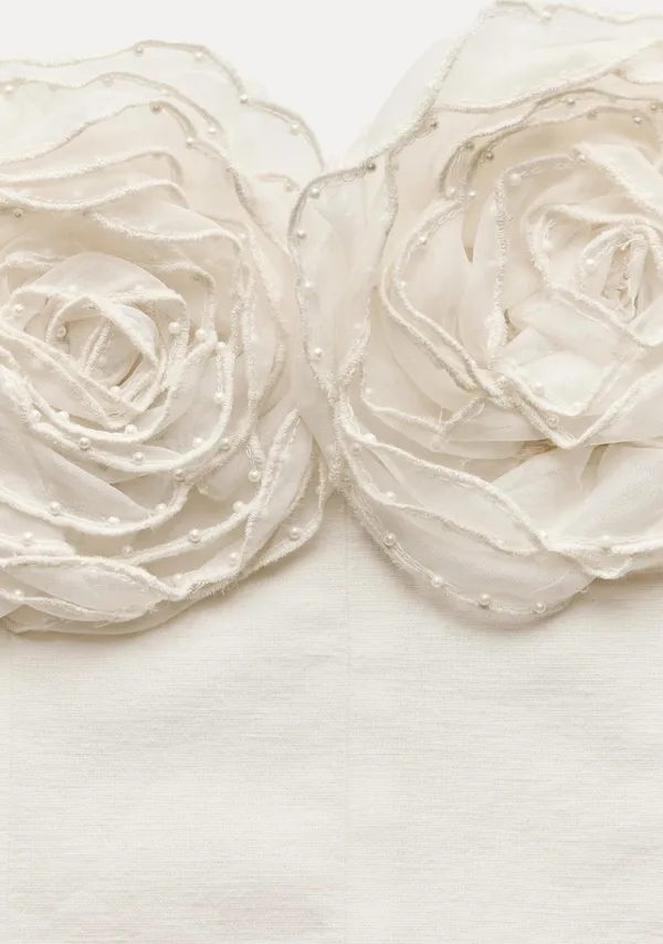 ZARA Elegant Cream Floral Bustier Top - Image 8