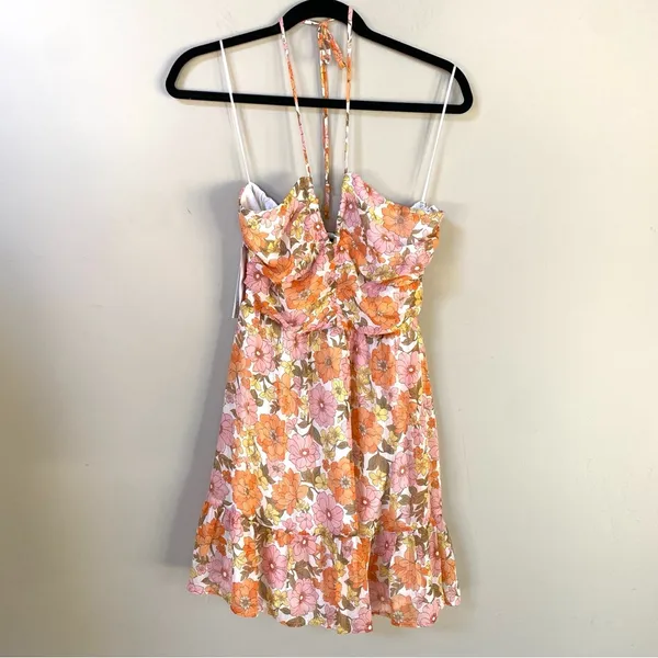 NWT AQUA Retro Floral Print Halter Mini Dress Bloomingdale’s exclusive XS - Image 4