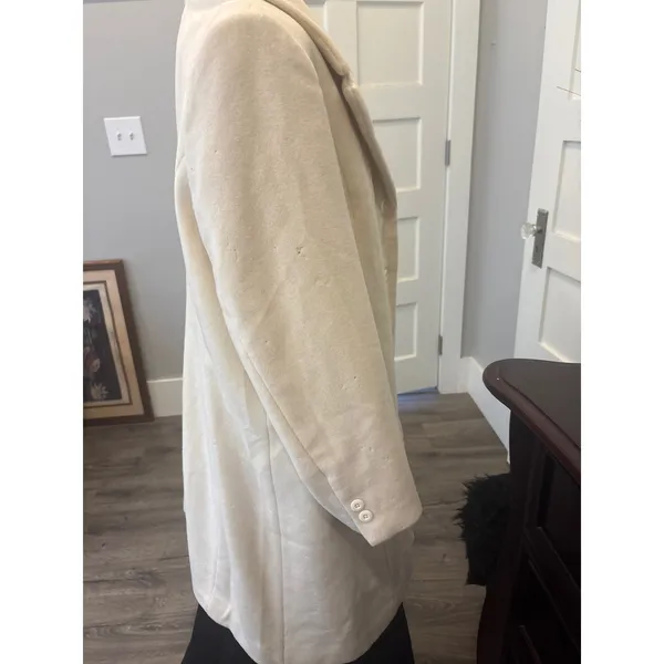 Vintage Jessica London Cream White 100% Wool Long Coat Jacket Size 14 01-0219-0 - Image 4