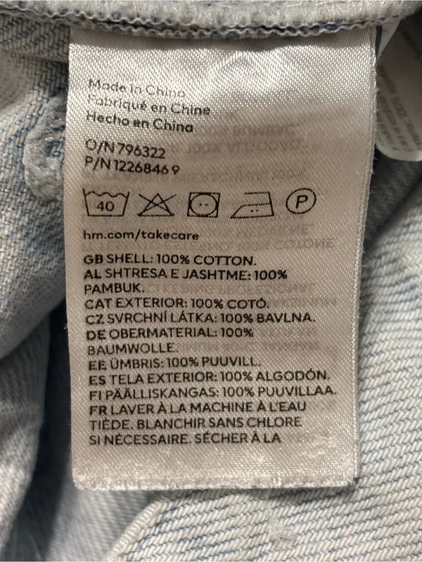 H&M Light Blue Wash size 4 TALL high waist wider leg 100% Cotton - Image 4